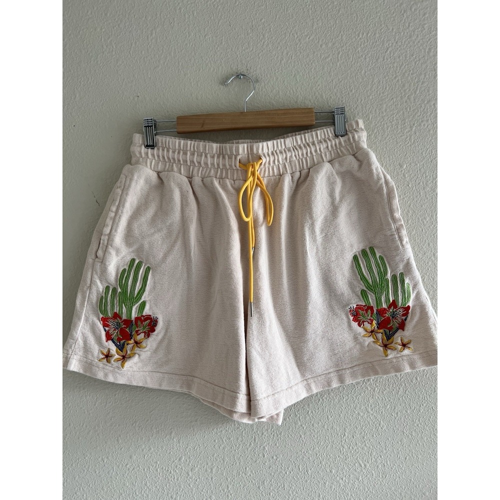 Diet Starts Monday Cactus Bay Shorts Women's XL Beige Floral Boho Festival